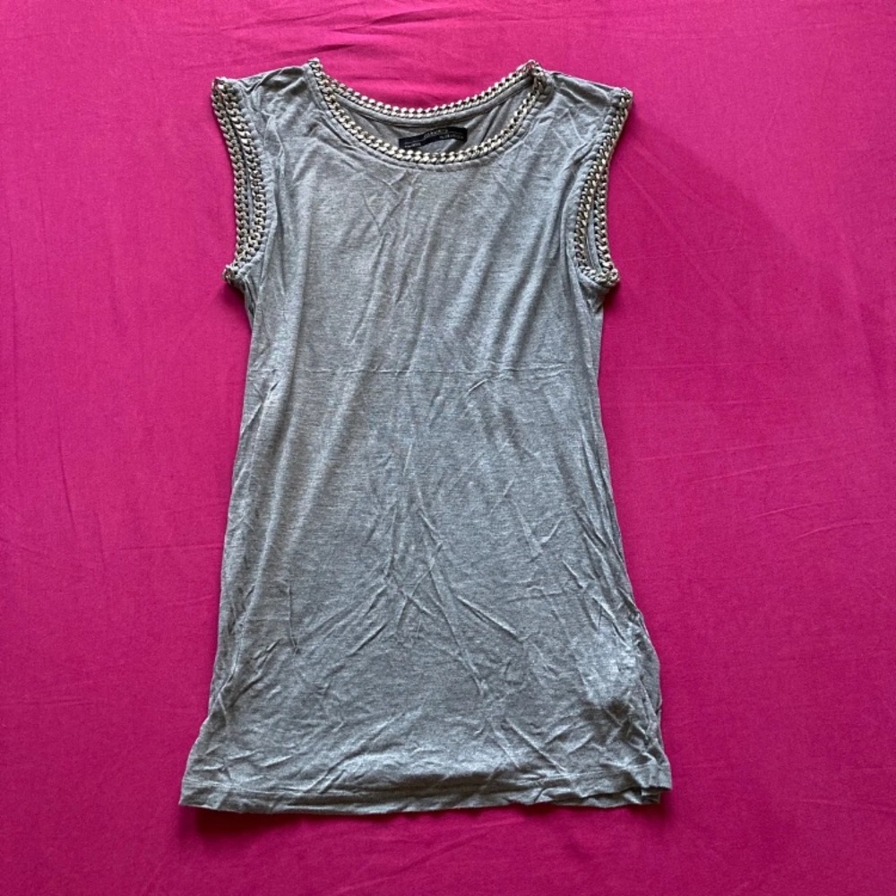 All Saints grey tank top chain detail